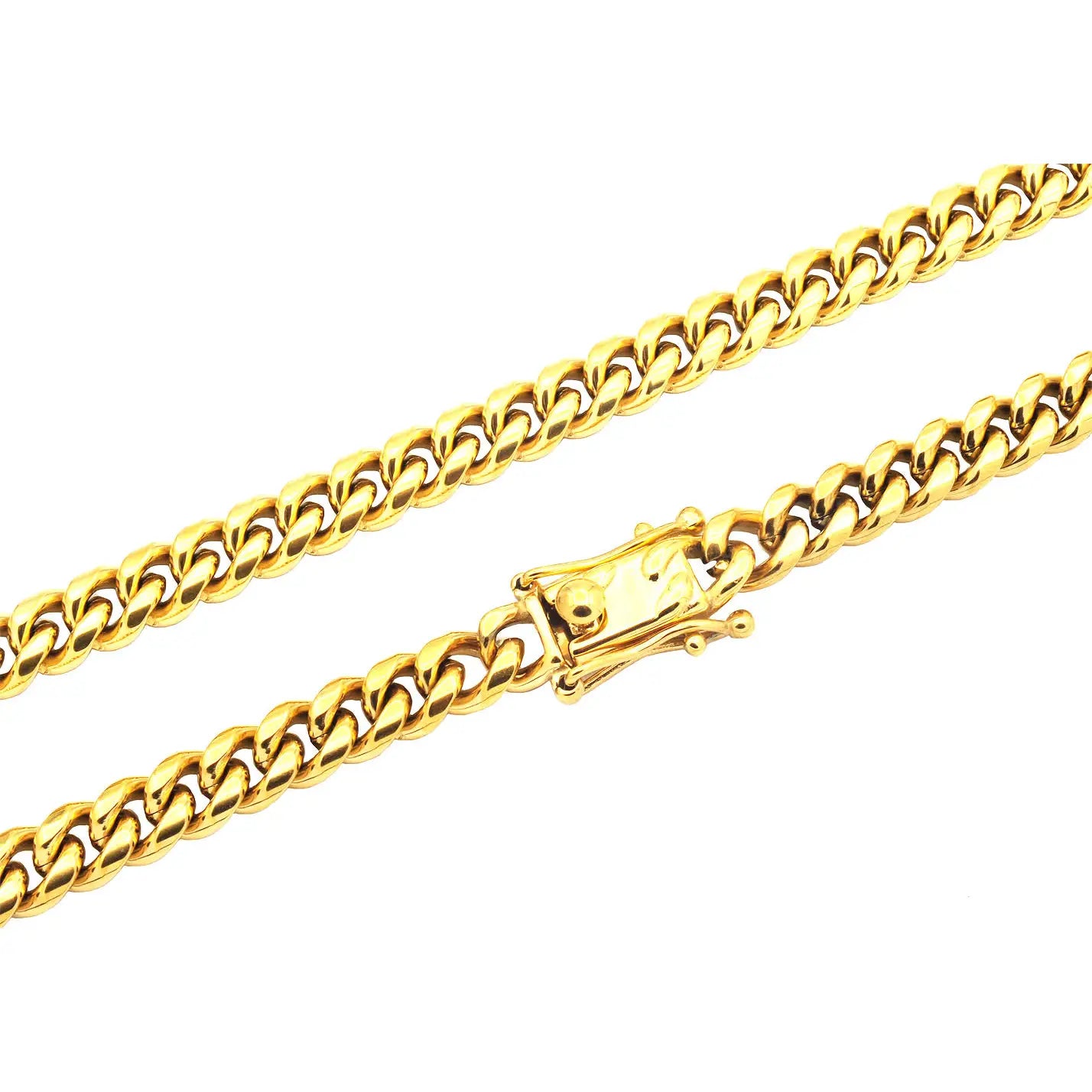 Men's Gold 8mm Stainless Steel Cuban Link Chain Necklace with Box Clasp