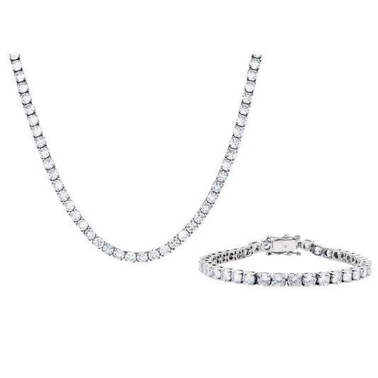 Men's Stainless Steel Tennis Necklace and Bracelet Set