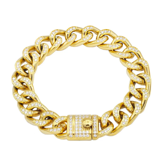 Men's Gold Bling Cuban Link Bracelet