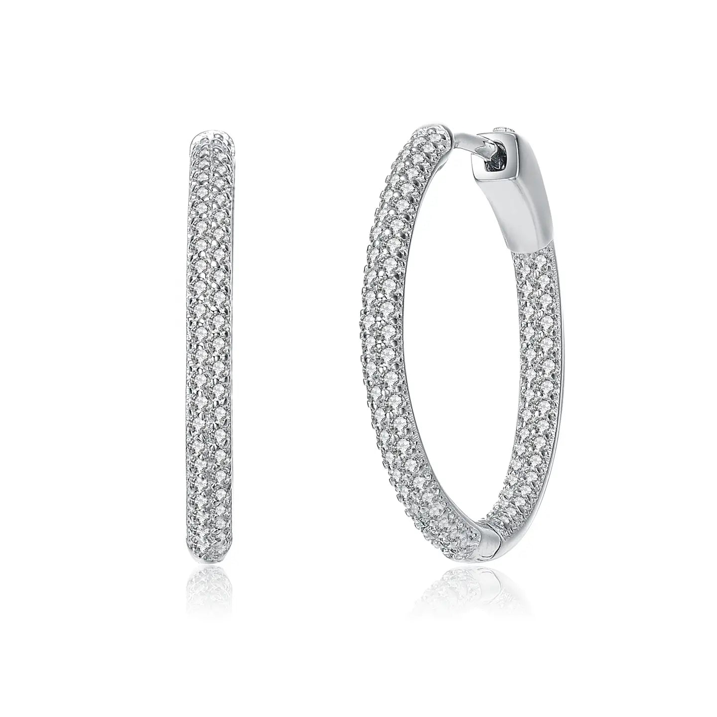 Sterling Silver Cubic Zirconia Hoop Earrings