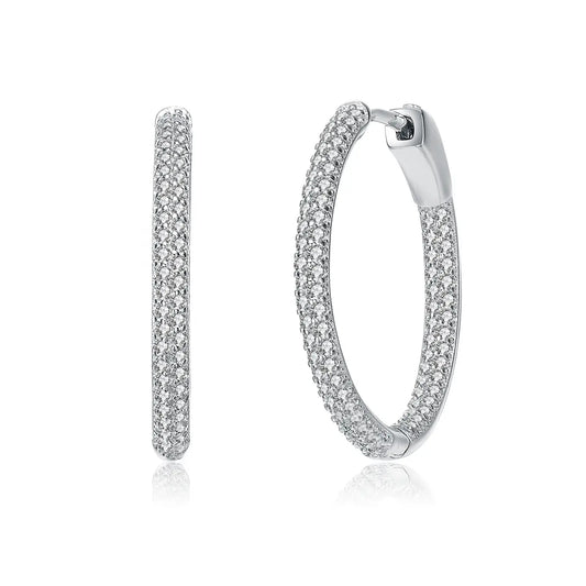 Sterling Silver Cubic Zirconia Hoop Earrings