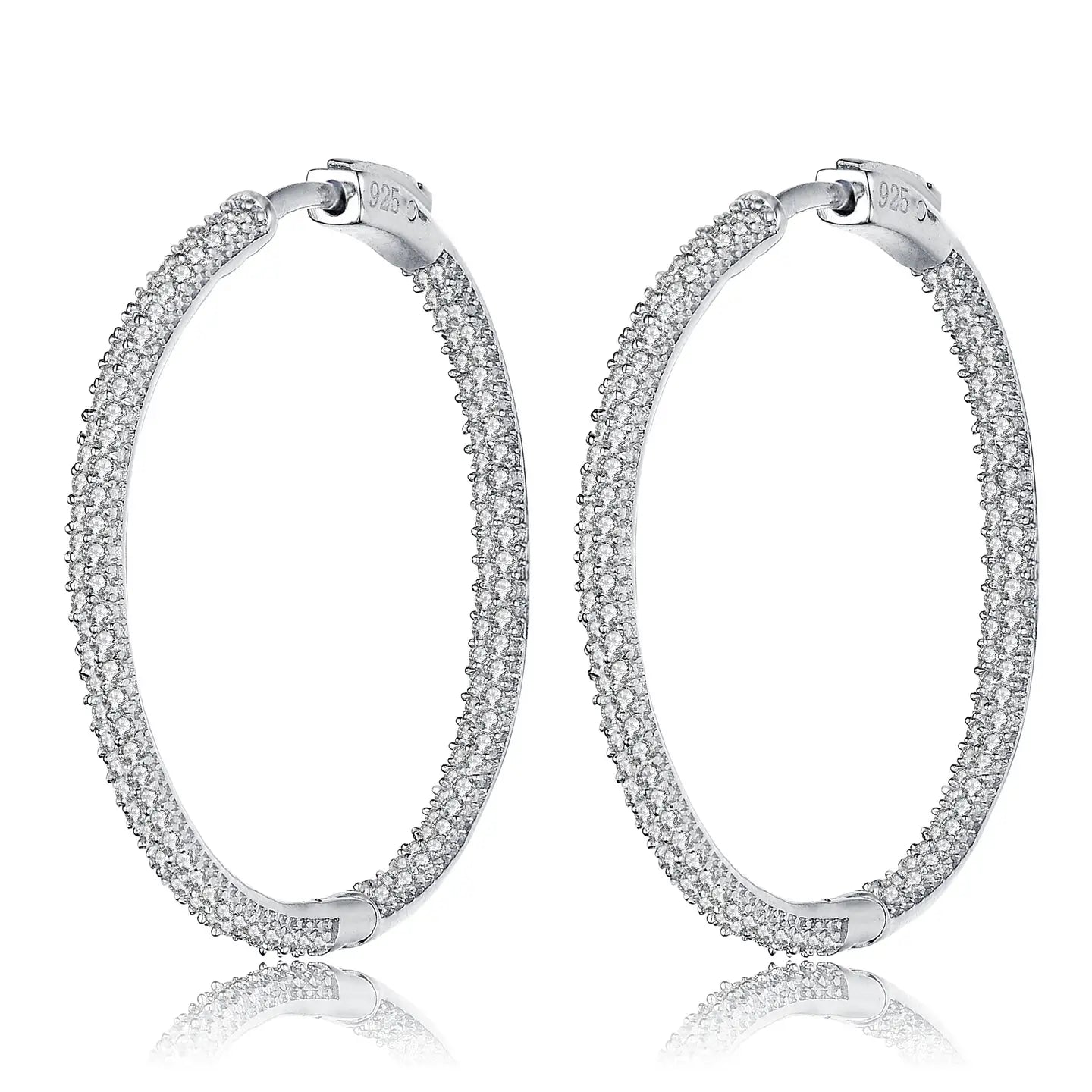 Sterling Silver Cubic Zirconia Hoop Earrings