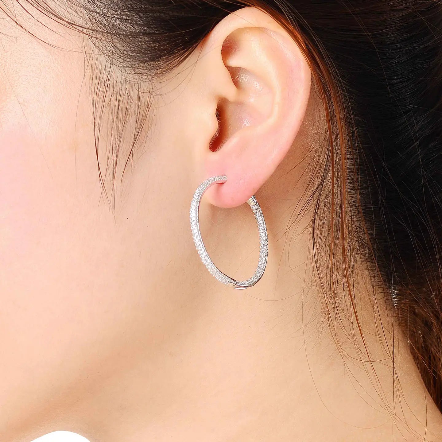 Sterling Silver Cubic Zirconia Hoop Earrings