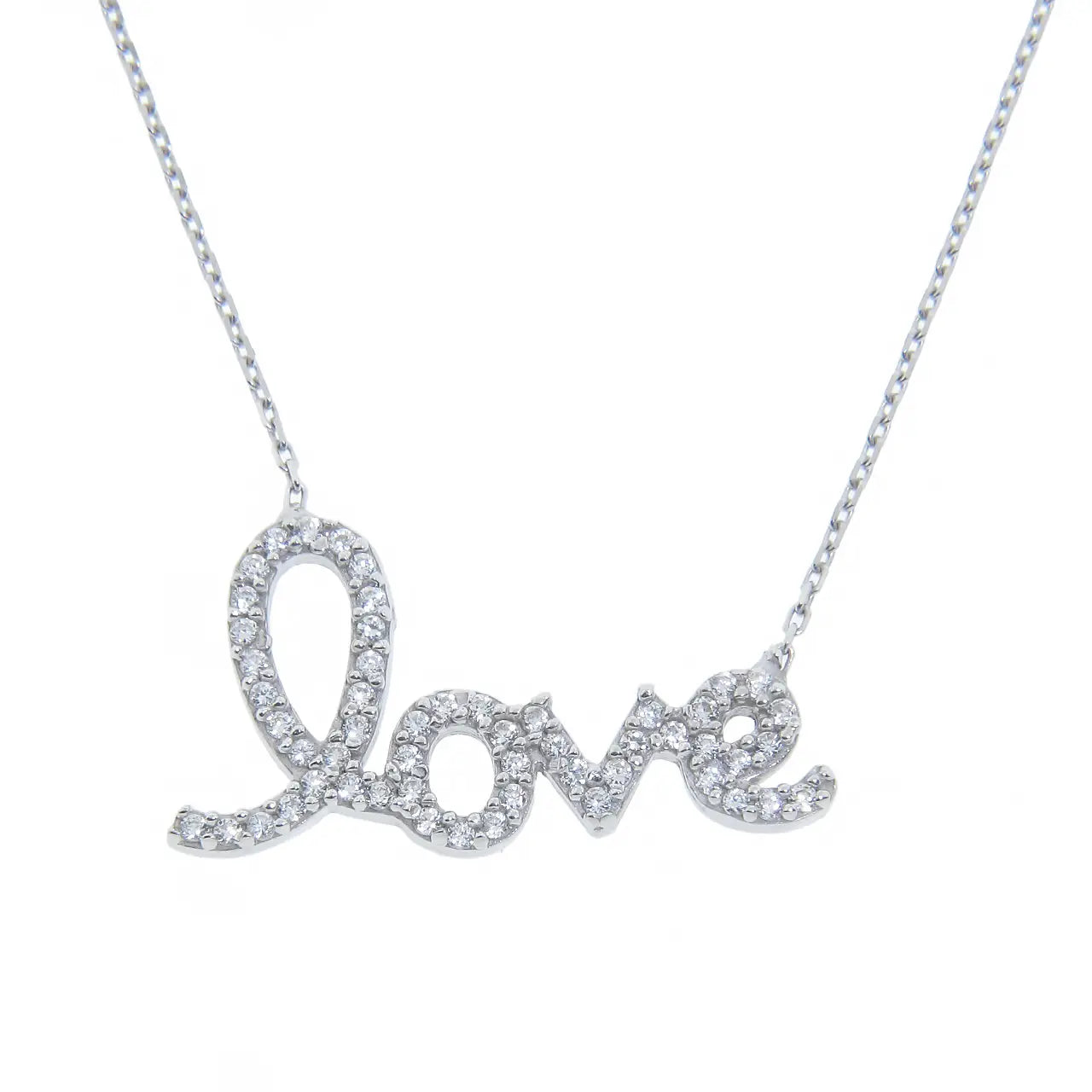 Sterling Silver Cursive Love Necklace