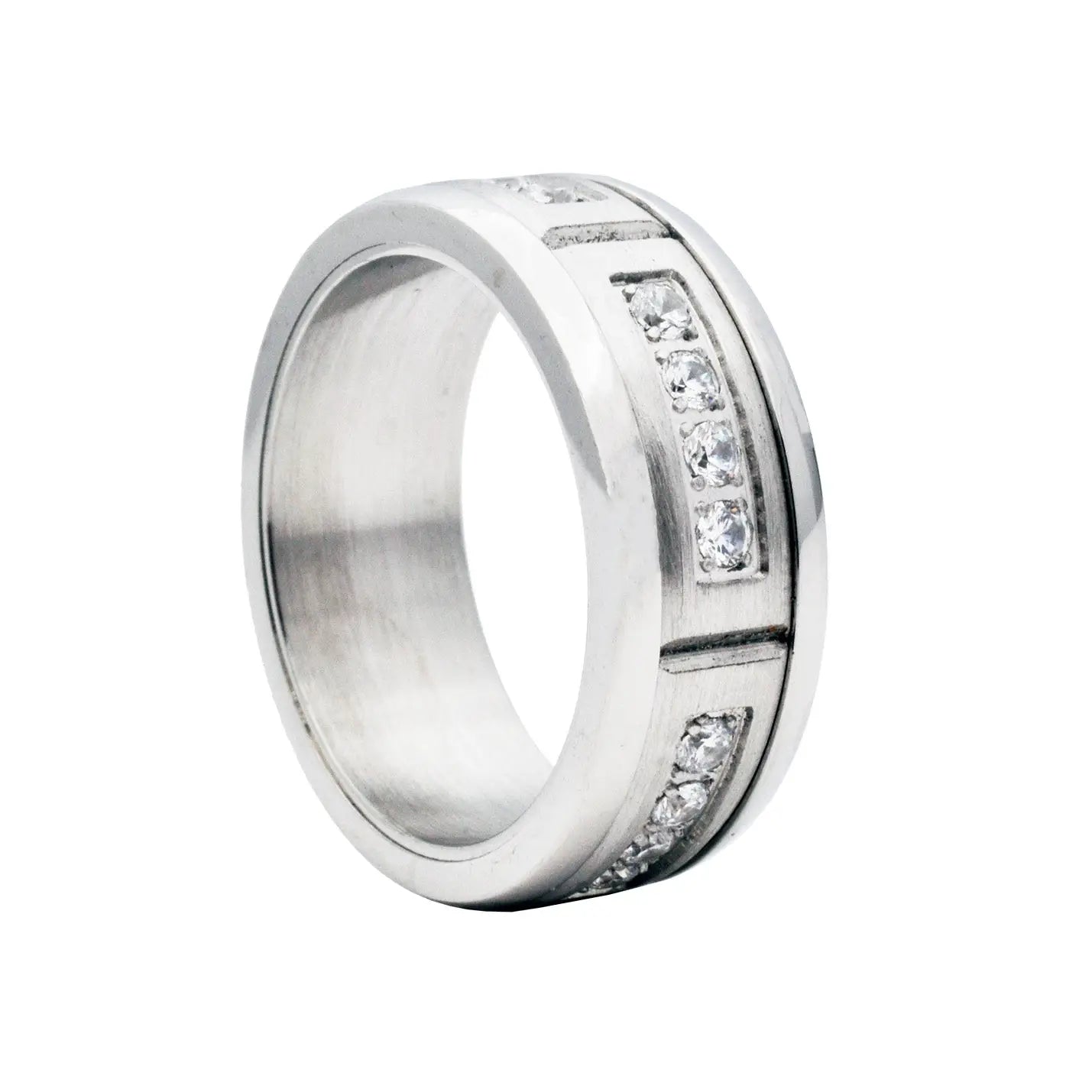 Men's 8mm Silver Cubic Zirconia Ring