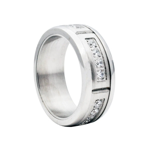 Men's 8mm Silver Cubic Zirconia Ring