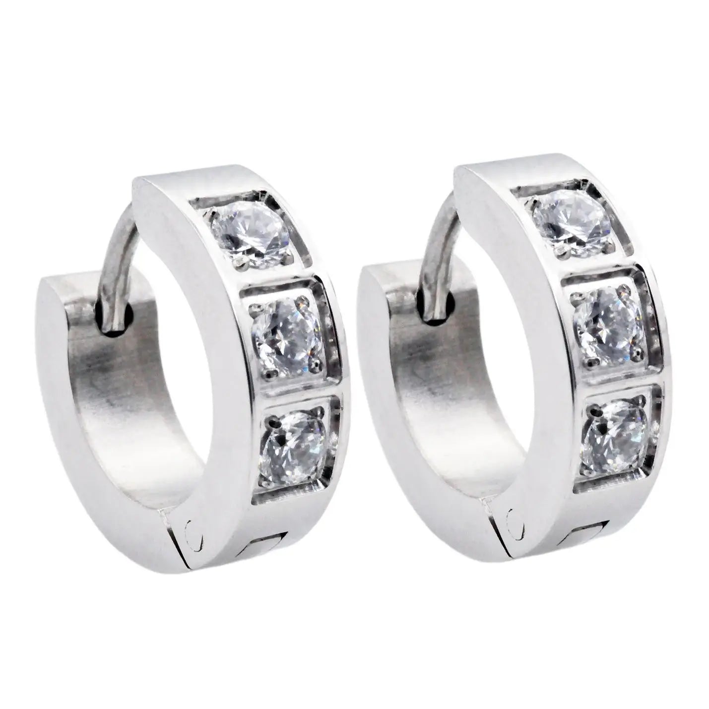 14mm Silver Hoop Cubic Zirconia Earrings