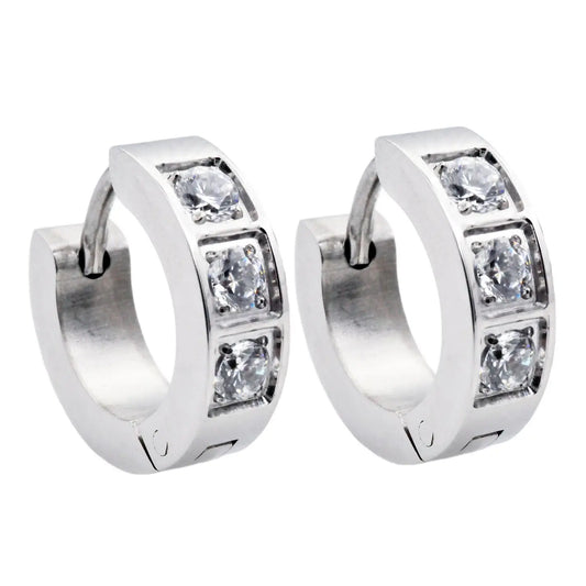 14mm Silver Hoop Cubic Zirconia Earrings
