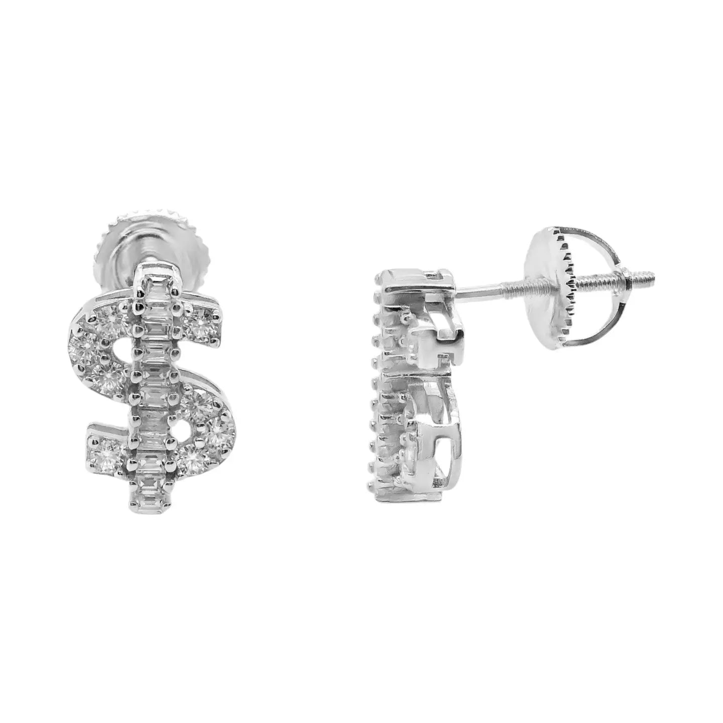 Dollar Sign Earrings 925 Moissanite