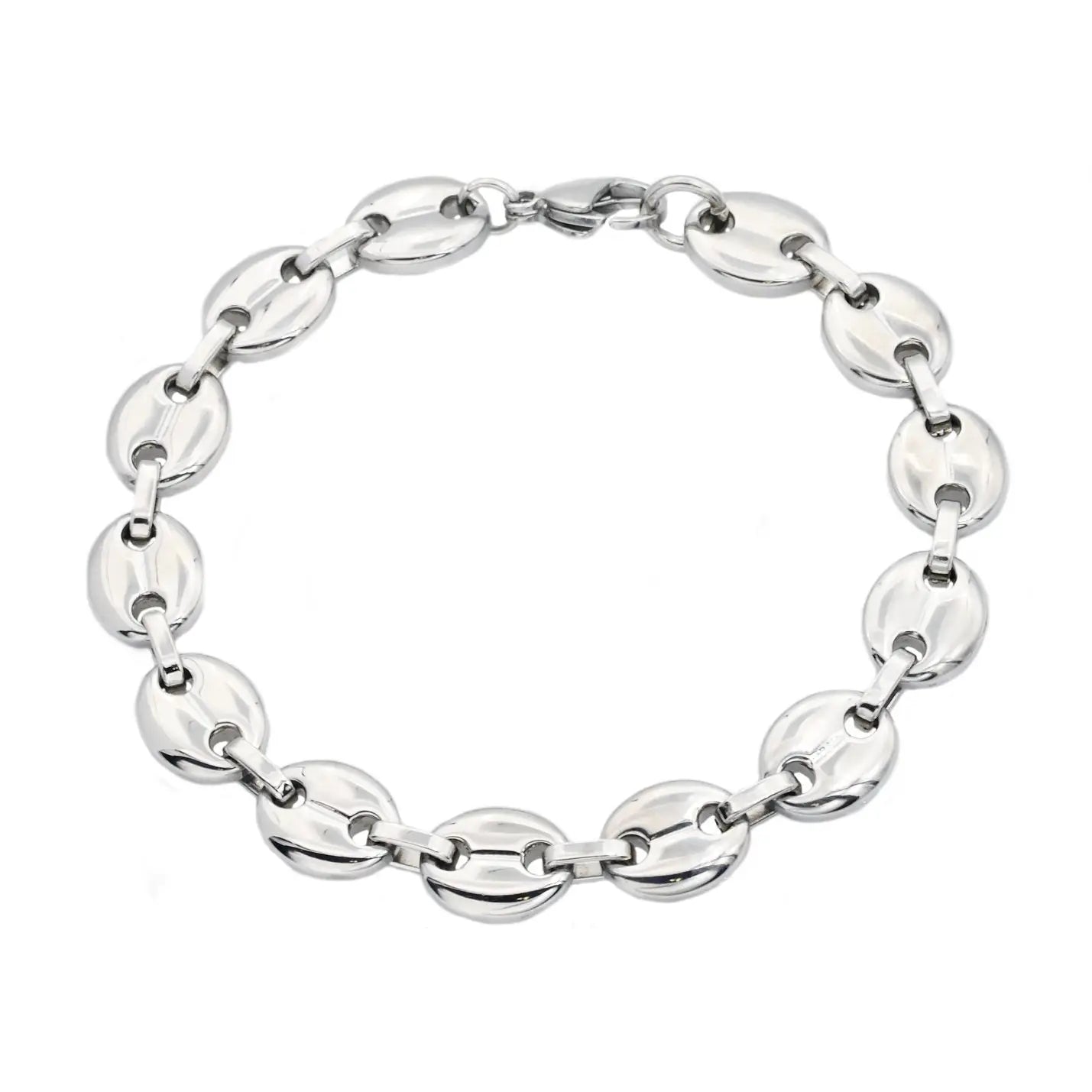 Men's Stainless Steel Puff Mariner Link Chain Bracelet