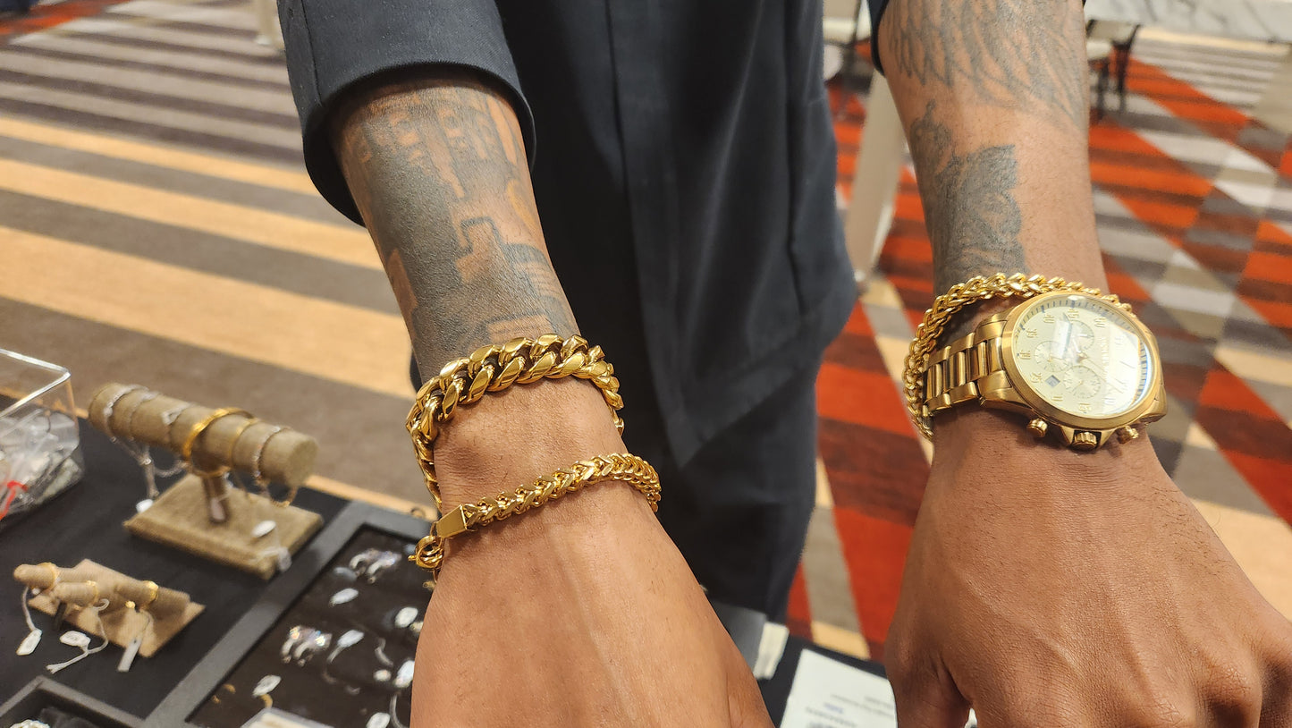 Men's Gold Franco Stainless Steel Bracelet