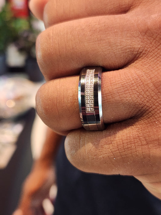 Men's Cubic Zirconia Tungsten Ring