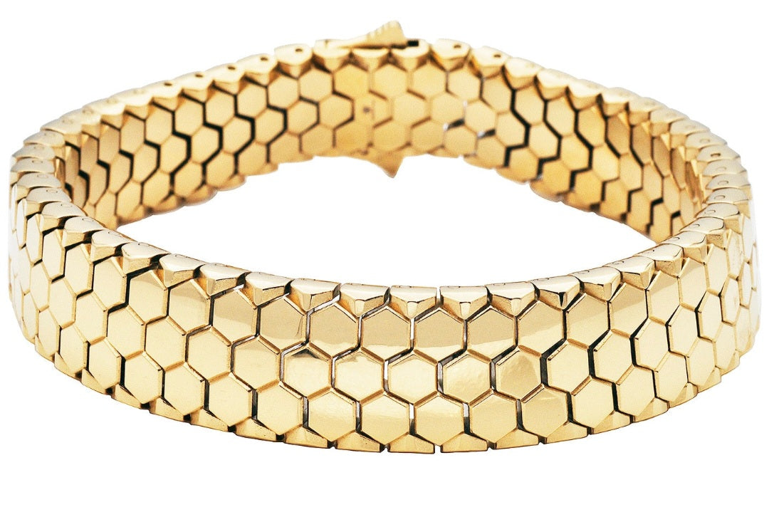 Gold Honeycomb Stainless Steel Bracelet