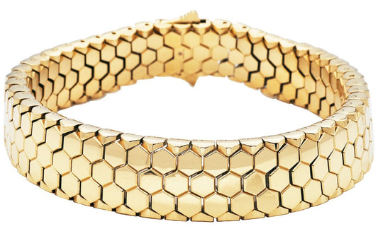 Gold Honeycomb Stainless Steel Bracelet
