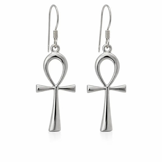 Sterling Silver Ankh Earrings