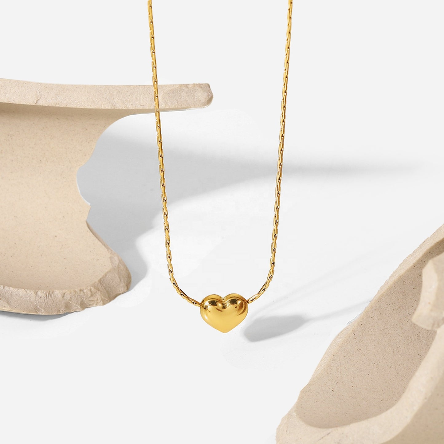 Gold Heart Necklace 18K Gold Plated