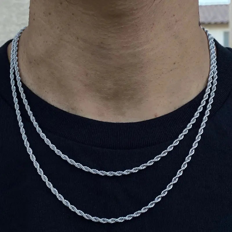 3mm Silver Rope Chain Necklace
