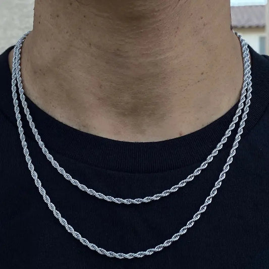 3mm Silver Rope Chain Necklace