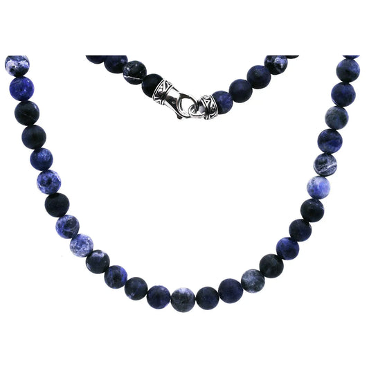 Men's 8mm Red Sodalite Stainless Steel Necklace