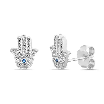 Sterling Silver Hamsa Hands Studs