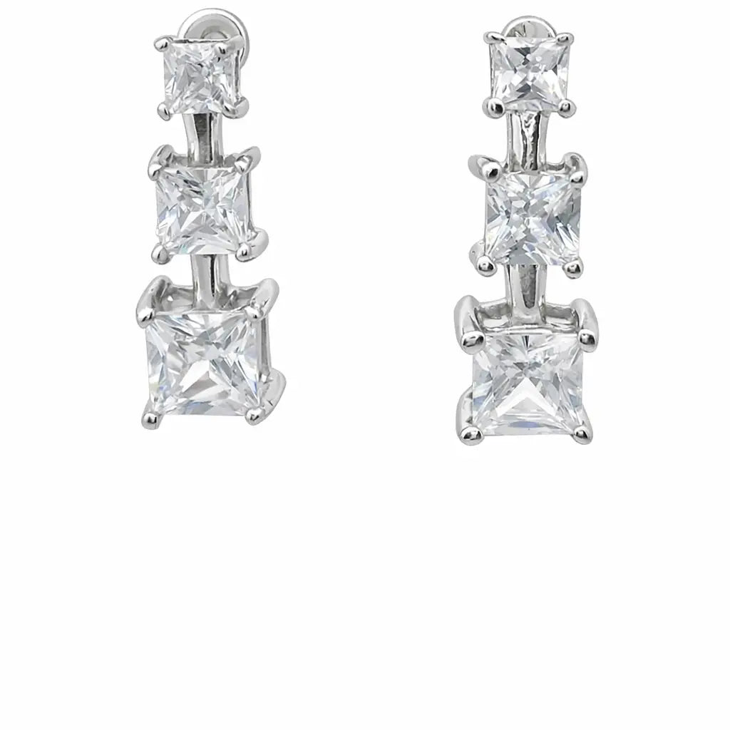 Sterling Silver Drop Cubic Zirconia Earrings