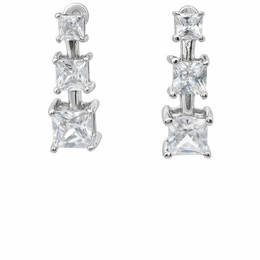 Sterling Silver Drop Cubic Zirconia Earrings