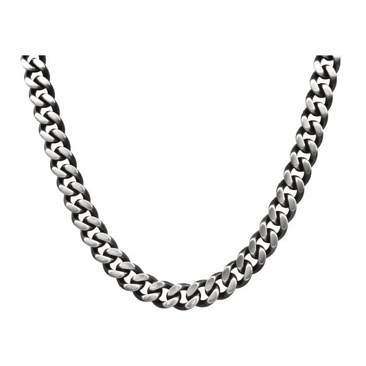 Men's 10mm Two Toned Balck Stainless Steel Cuban Link Chain Necklace