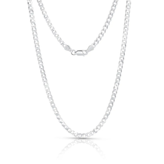 Unisex Sterling Silver 4MM Cuban Curb Link Chain
