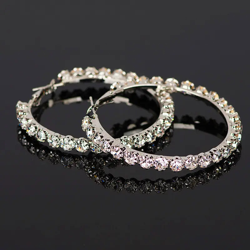 Large Crystal Diamond Hoop Earrings