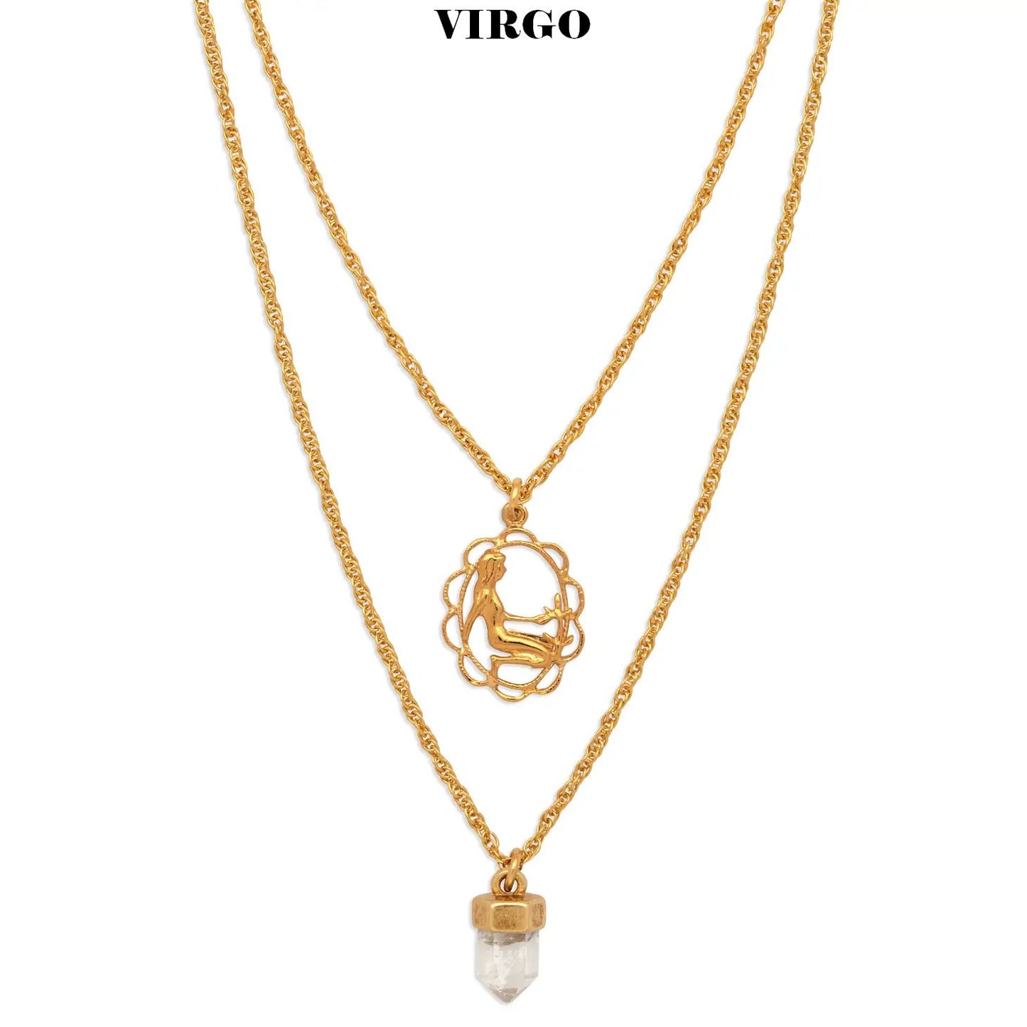 Zodiac With Quartz Crystal Necklace