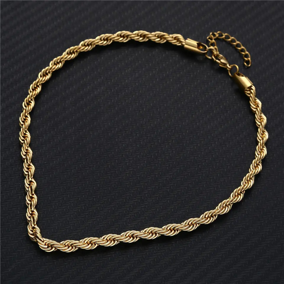 Gold Chunky Rope Choker Necklace