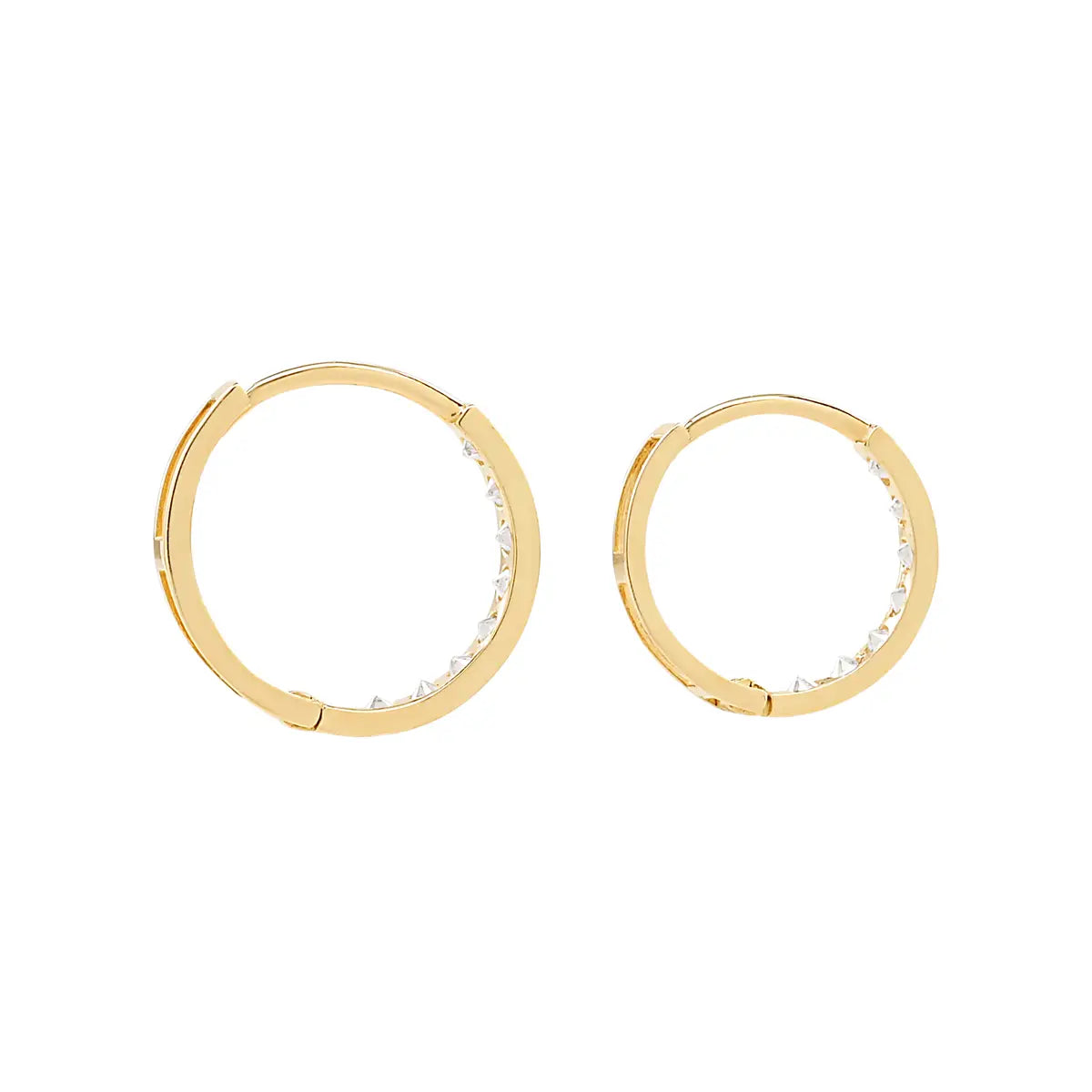 14k Solid Gold CZ Channel Huggies