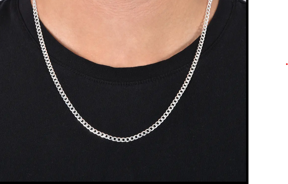 Unisex Sterling Silver 4MM Cuban Curb Link Chain