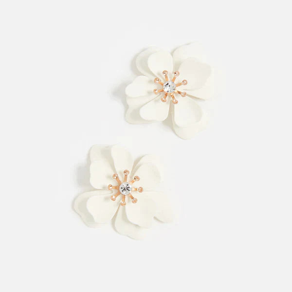 White Whimsical Floral Bloom Earrings